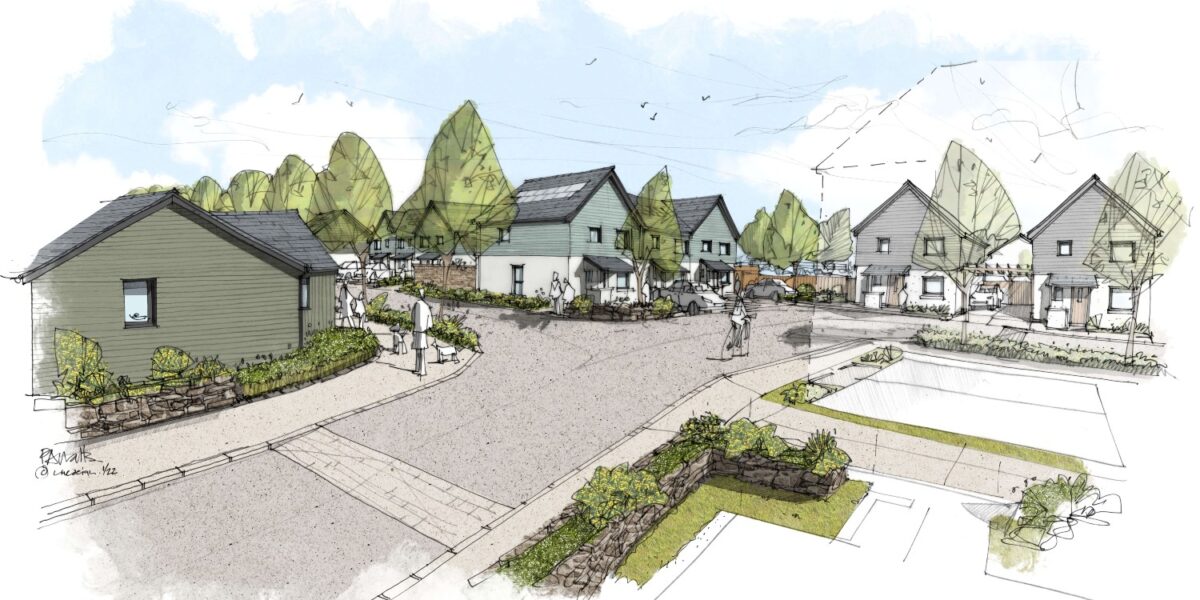 Bedowan Meadows Artists Impression central area10 copy 1200x600 - Treveth has detailed planning consent approved for 50 new homes in Newquay